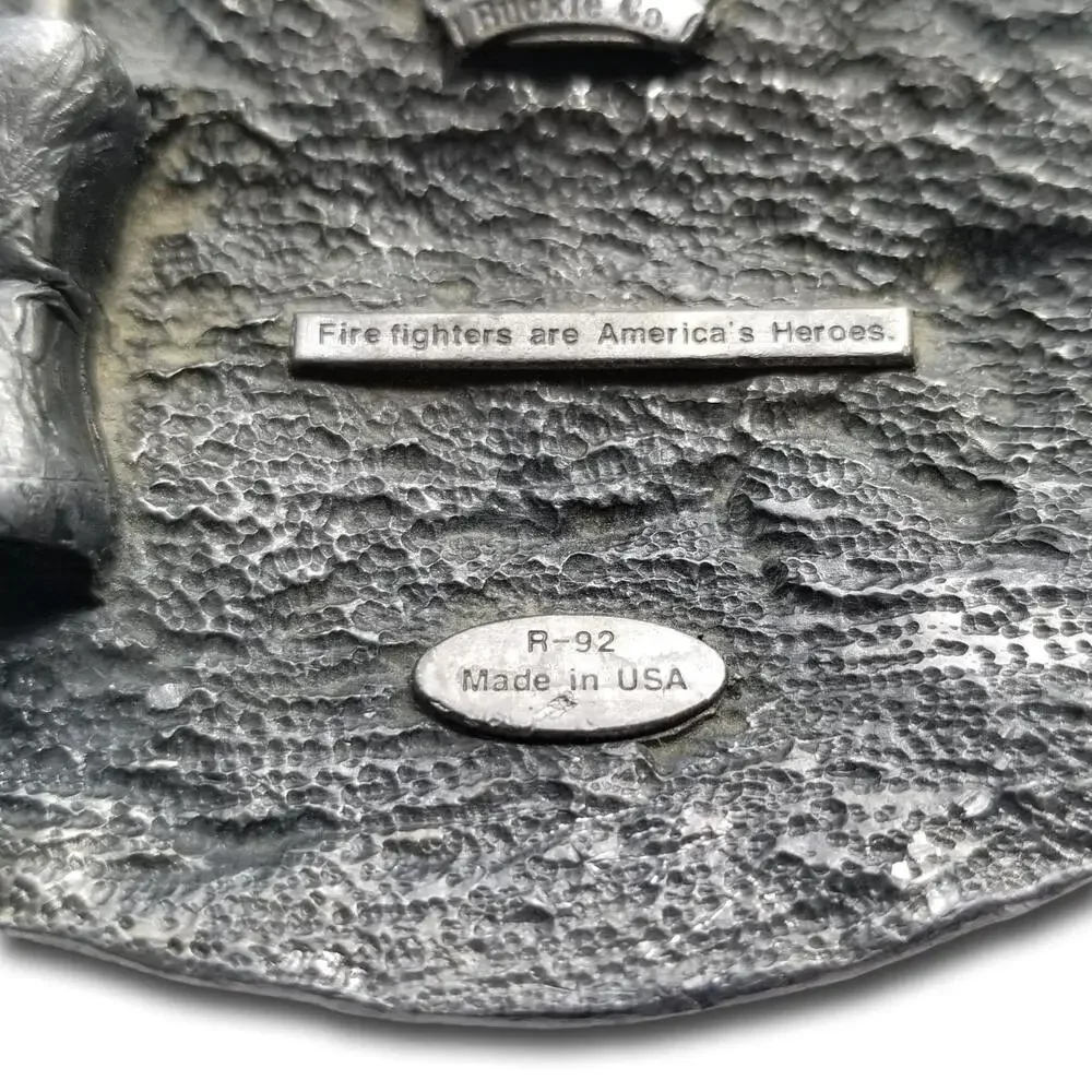 Vintage Belt Buckle Pewter‎ 1991 Fire Department Fire Fighter USA Made Siskiyou